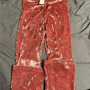 Crushed Velvet Red Pants